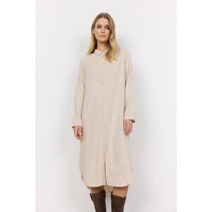 NWT SOYA CONCEPT INA 8 Sand Linen Blend Button Down Dress